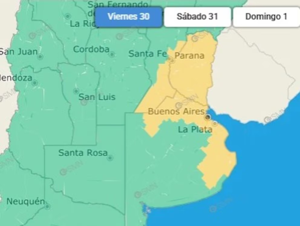 El SMN amplió la alerta amarilla por tormentas en Buenos Aires: cómo estará el tiempo el fin de semana y el pronóstico para el Superclásico 7